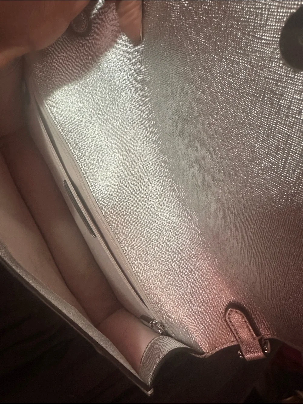 kate spade metallic silver crossbody with matching cardholder